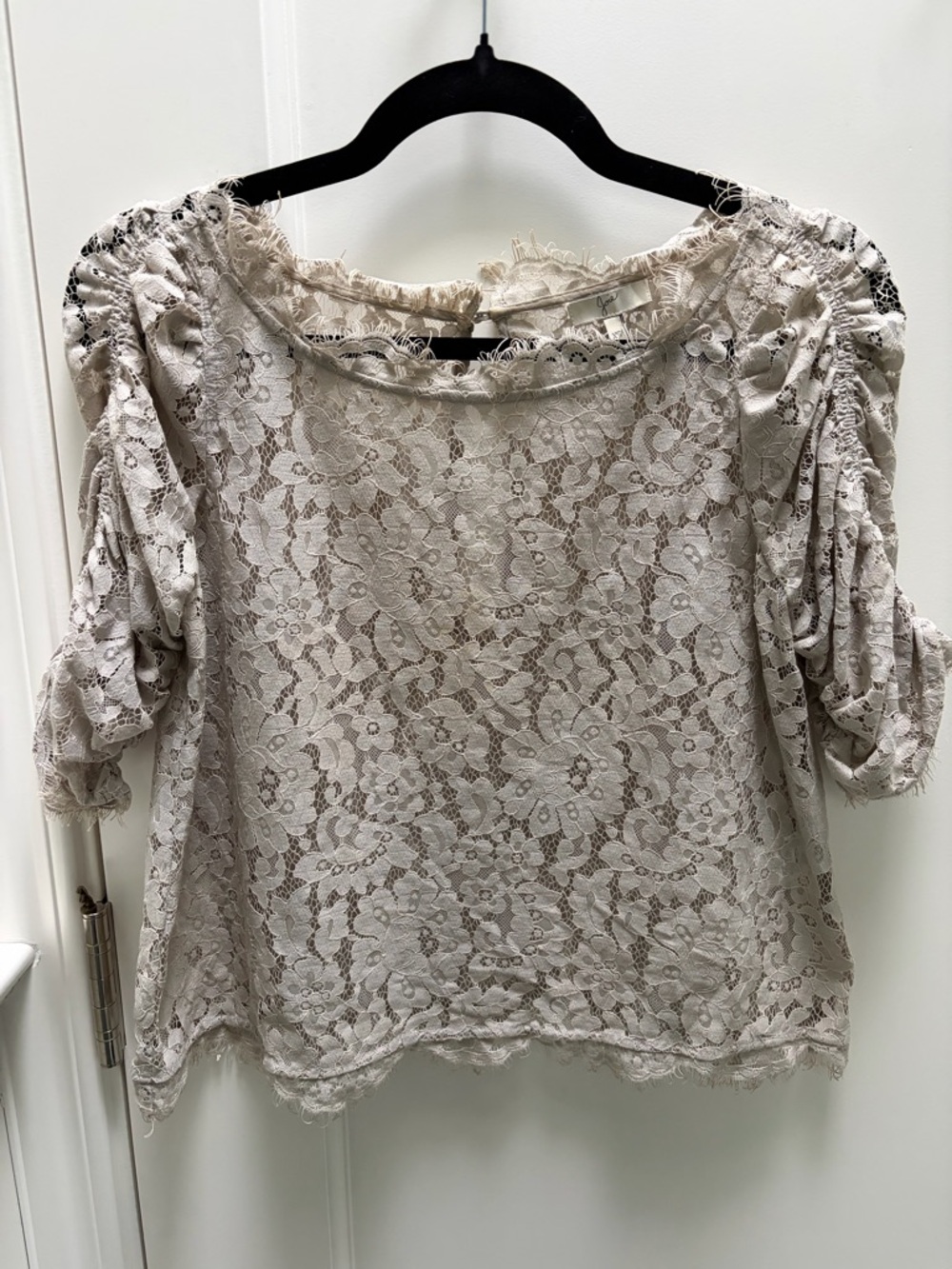 Joie Fanny Lace Top in Dove Grey (XS)